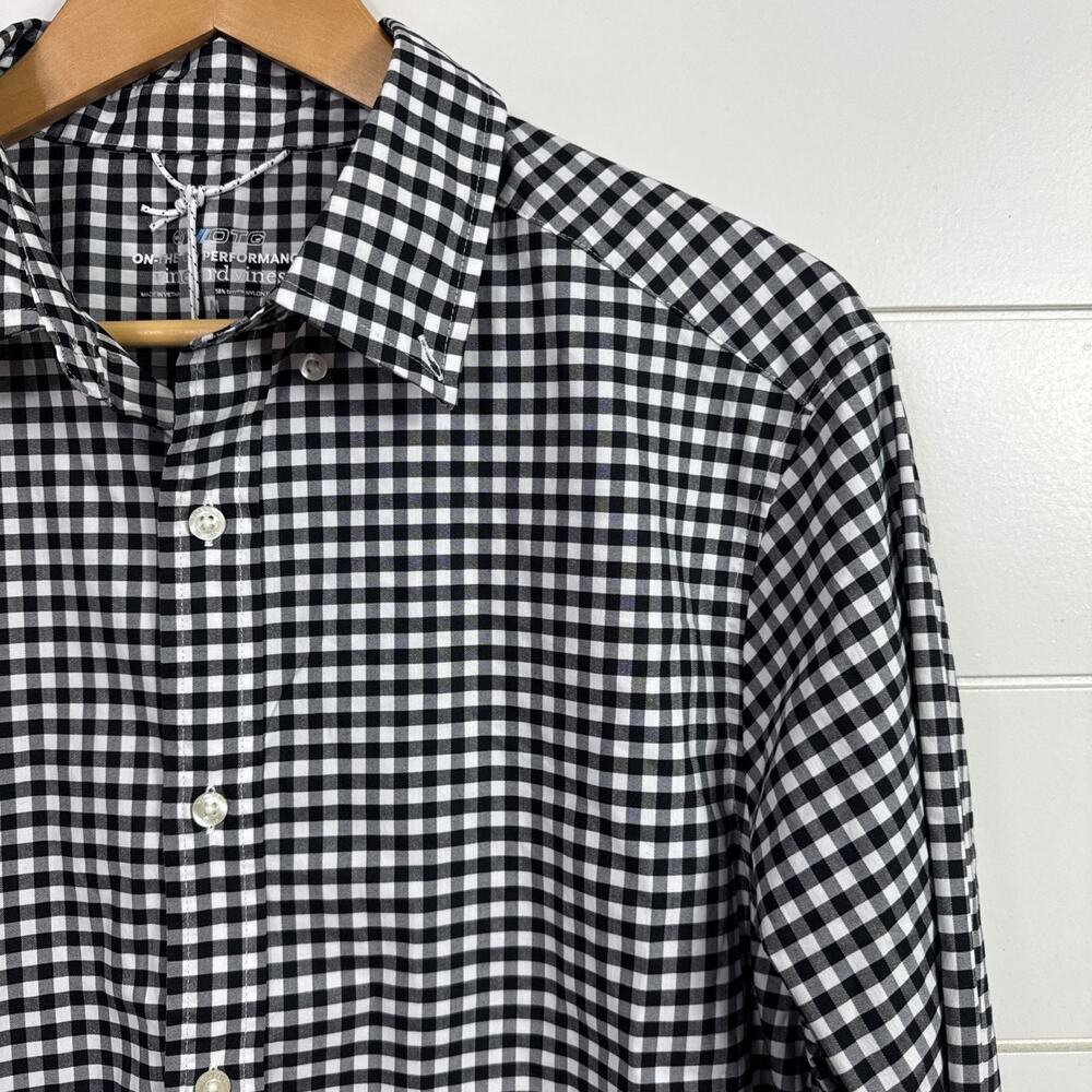 Vineyard Vines On The Go Performance Button Front Shirt Black Gingham sz M